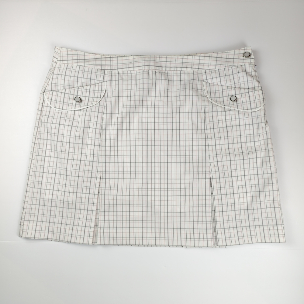 Izod XFG Cool-FX Women Plaid Golf Skort Women 16 White Activewear Skirt Pockets
